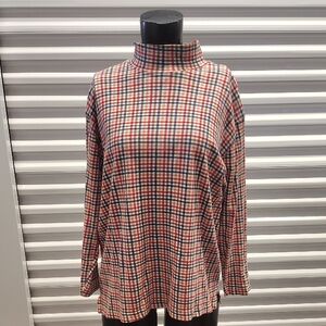 Vintage White Stag Multicolor Plaid Turtleneck Blouse